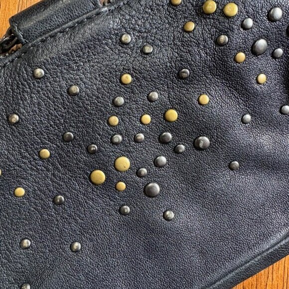 A/X Armani Exchange clutch/wristlet. Black leather with metal studs. - Picture 3 of 4
